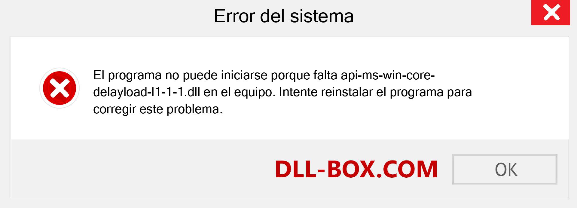 ¿Falta el archivo api-ms-win-core-delayload-l1-1-1.dll ?. Descargar para Windows 7, 8, 10 - Corregir api-ms-win-core-delayload-l1-1-1 dll Missing Error en Windows, fotos, imágenes